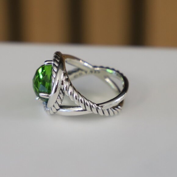 David Yurman Sterling Silver 11mm Infinity Ring with Peridot size 6 - Picture 8 of 10